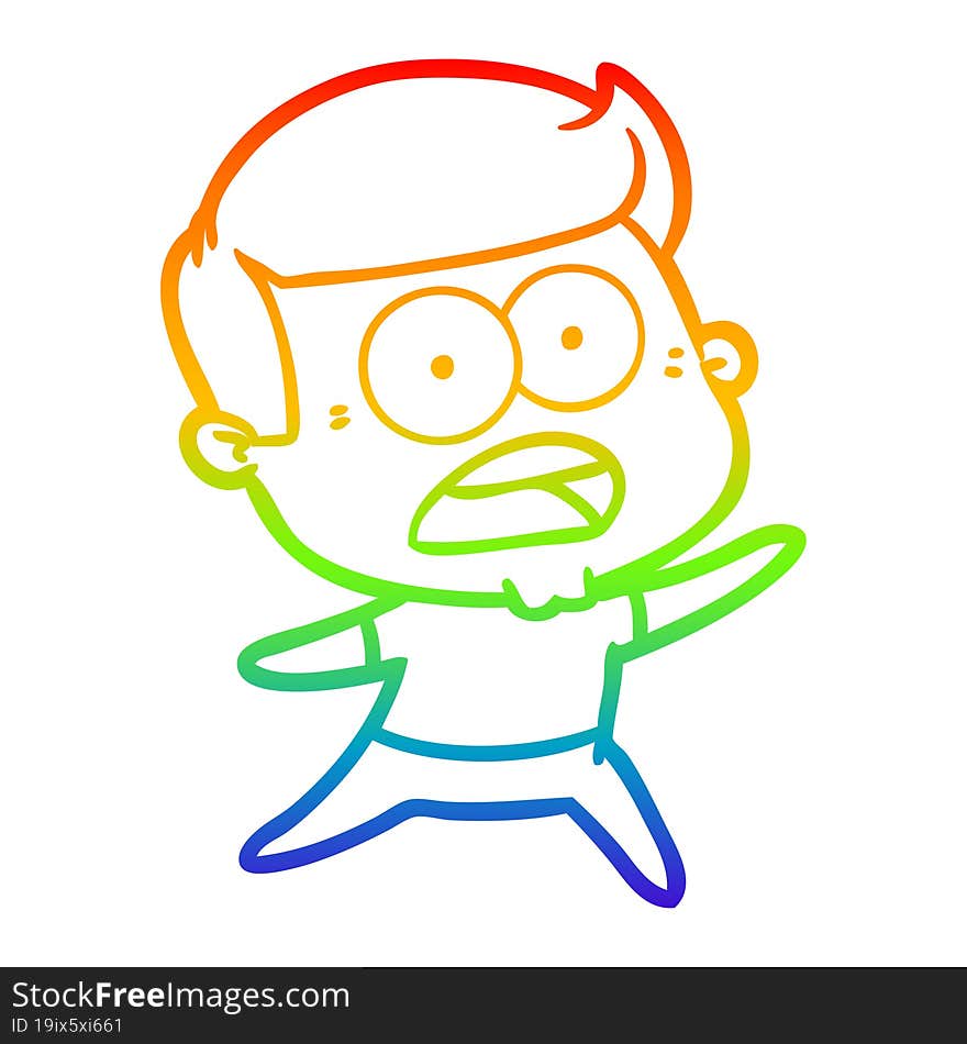 rainbow gradient line drawing cartoon shocked man