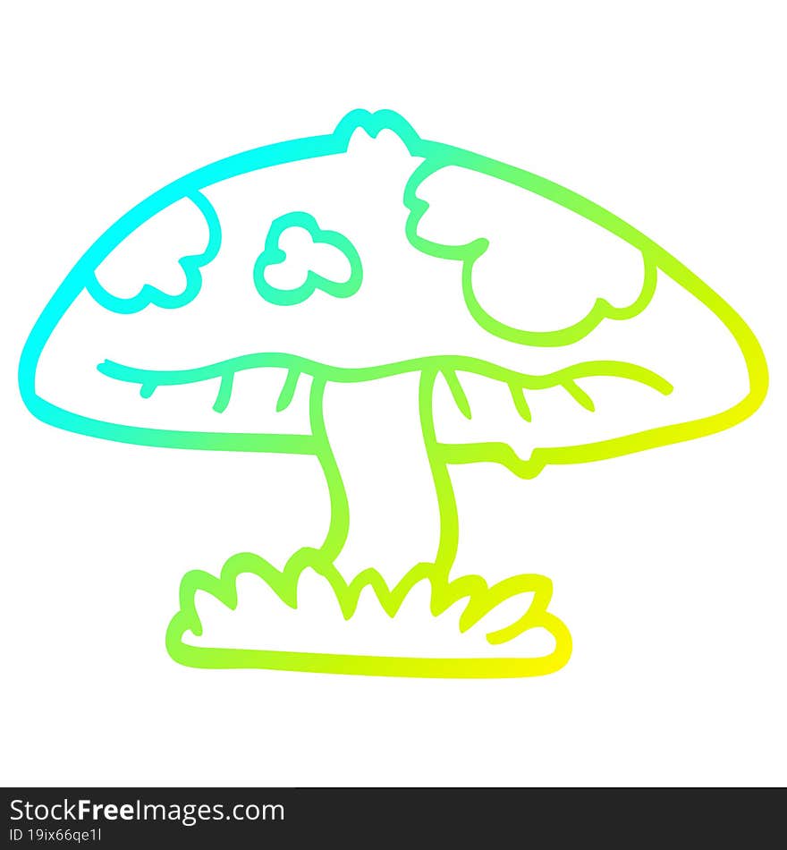 cold gradient line drawing of a cartoon mushroom