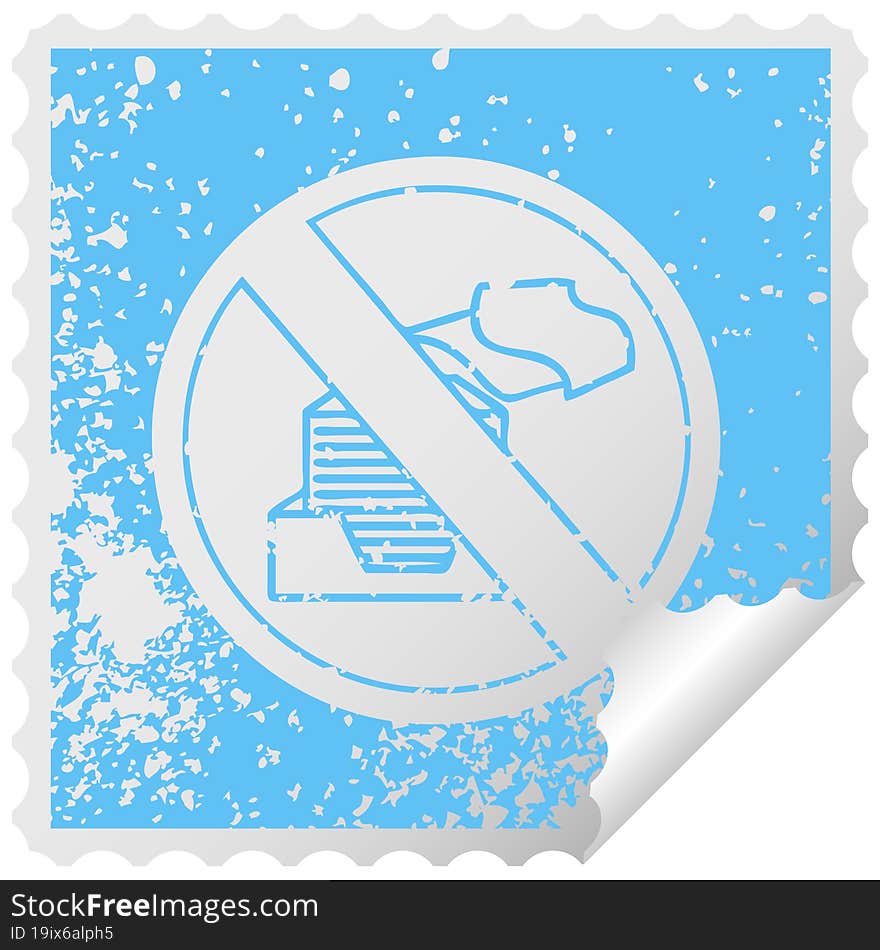 distressed square peeling sticker symbol paperless office symbol