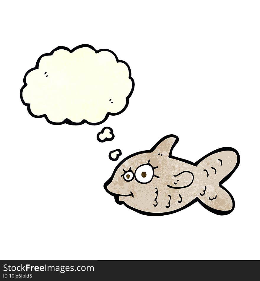 cartoon happy goldfish with thought bubble