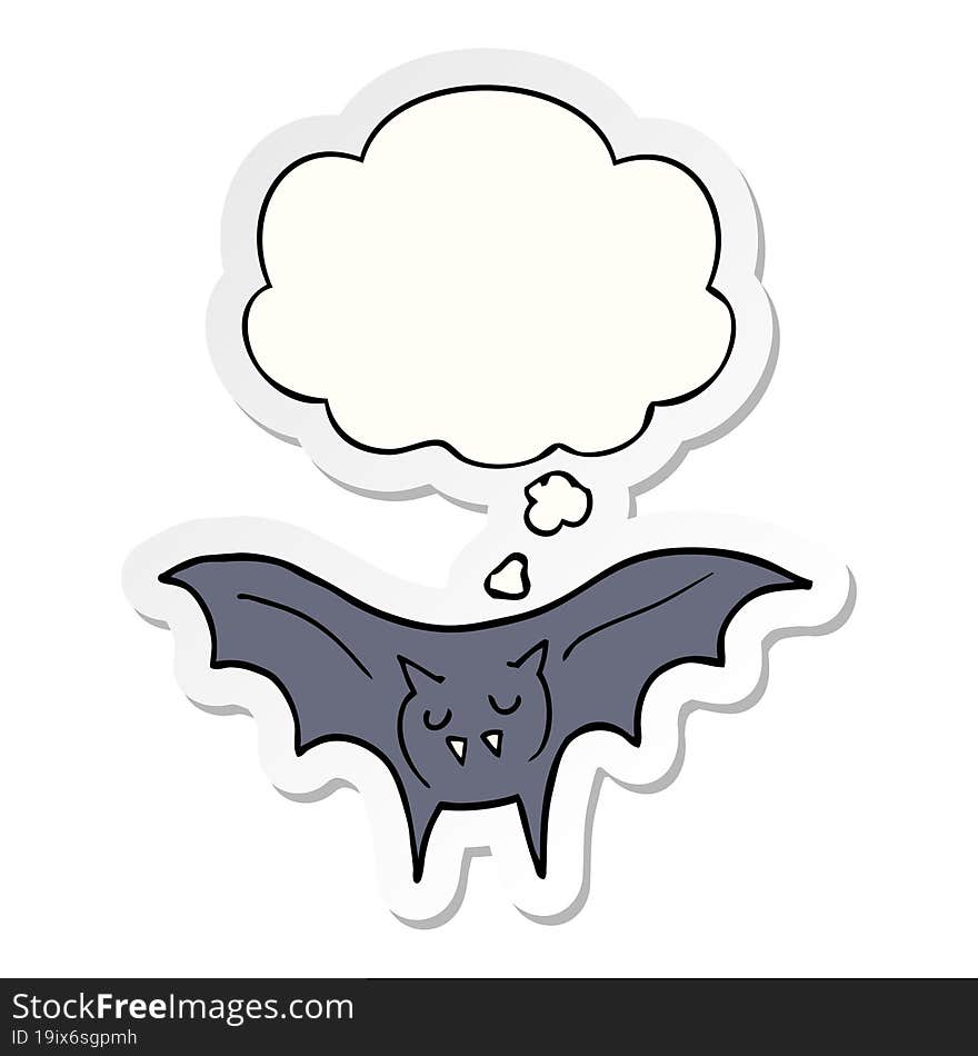 Cartoon Vampire Bat And Thought Bubble As A Printed Sticker