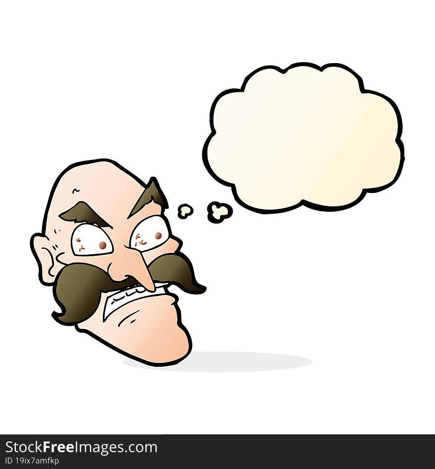 cartoon angry old man with thought bubble