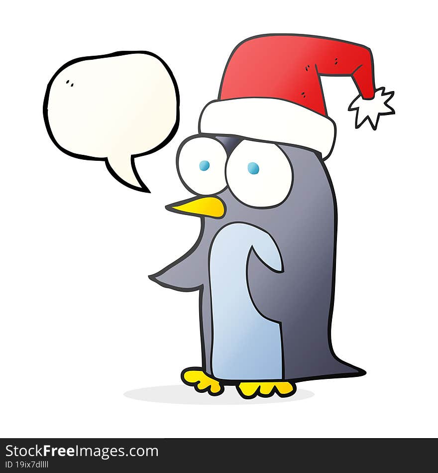 speech bubble cartoon christmas penguin