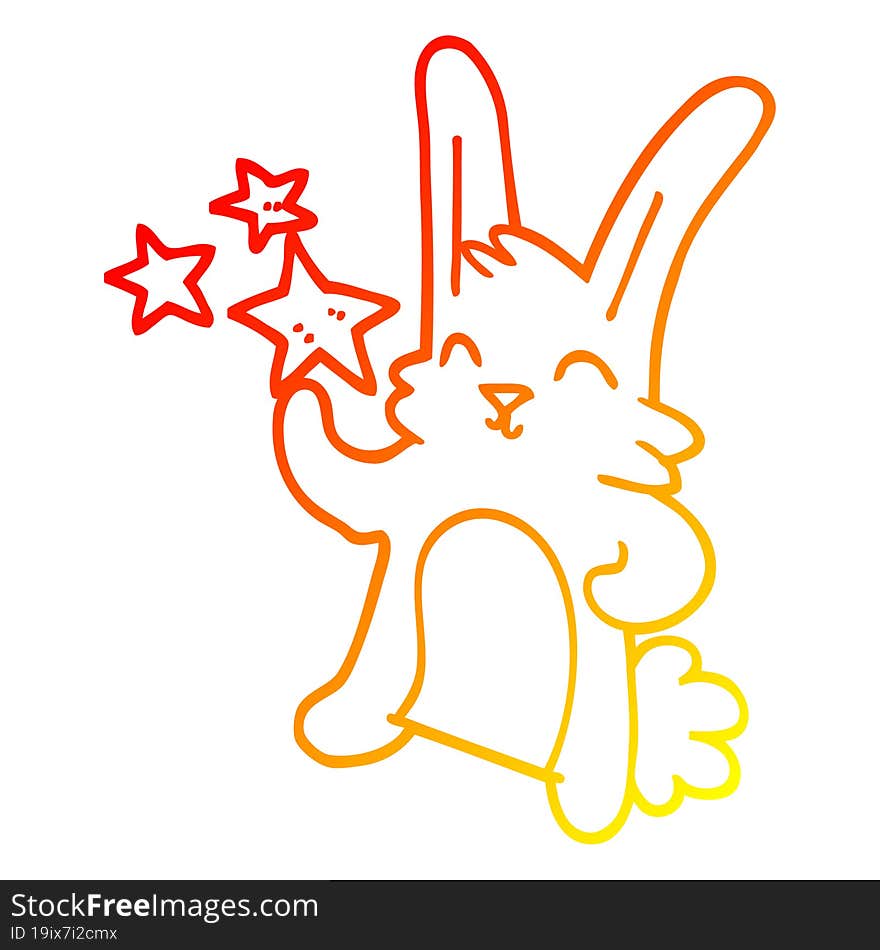 Warm Gradient Line Drawing Cartoon Happy Bunny