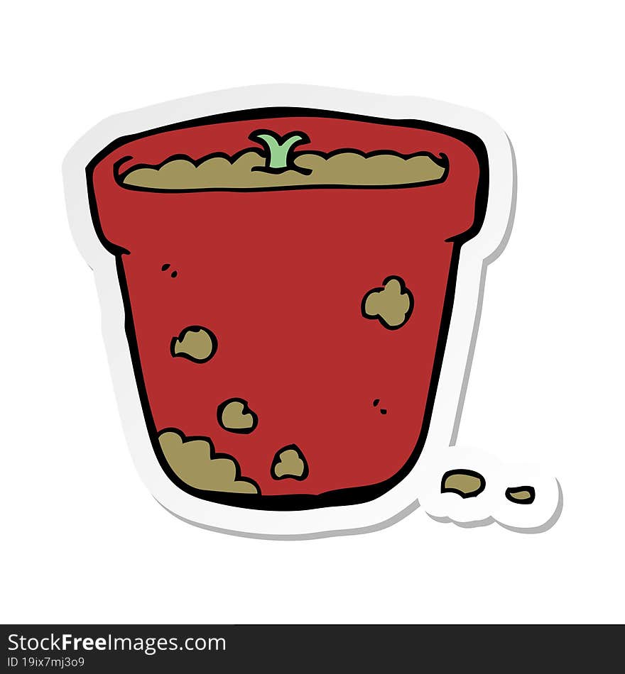 Sticker Of A Cartoon Flower Pot