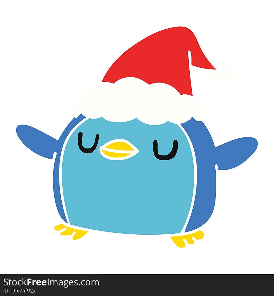 hand drawn christmas cartoon of kawaii penguin