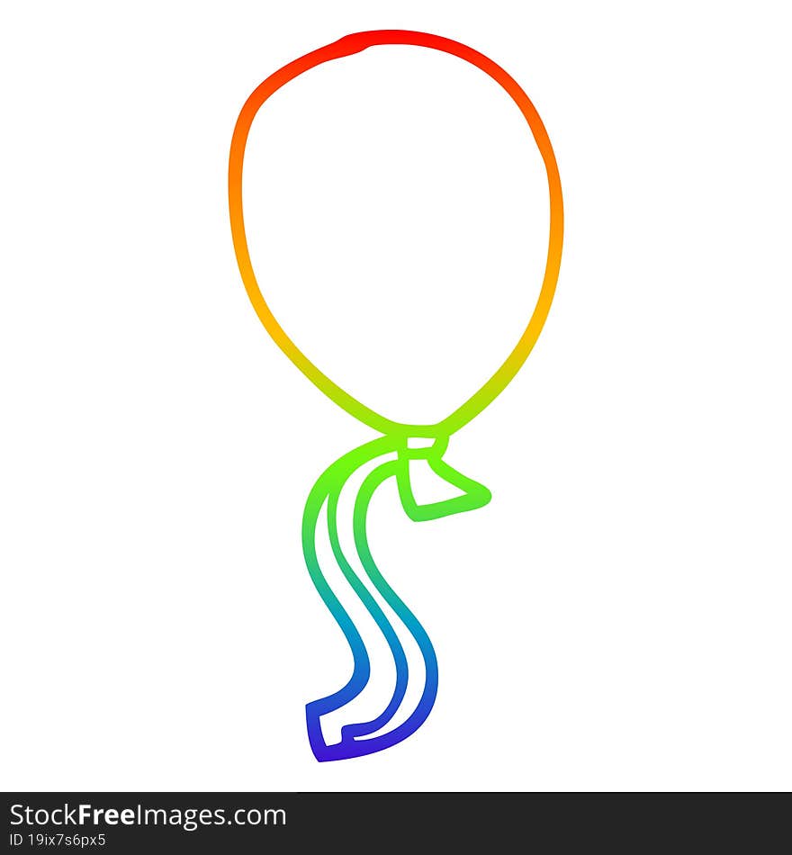 rainbow gradient line drawing of a cartoon ballon with string