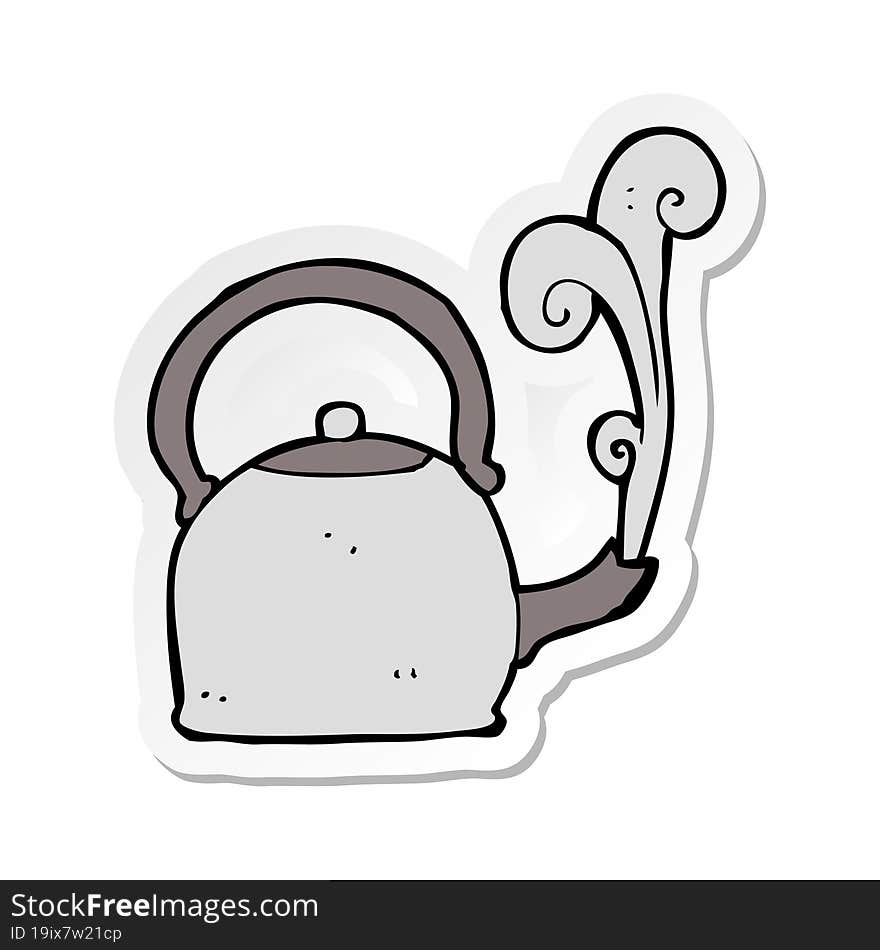 Sticker Of A Cartoon Old Kettle