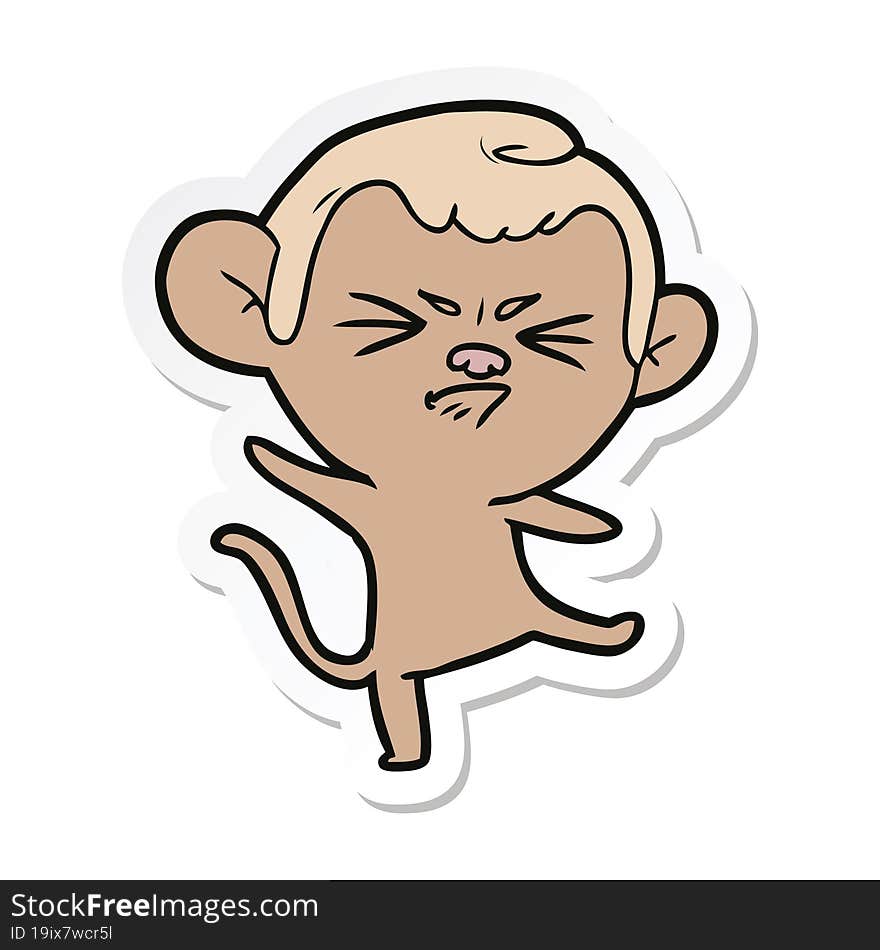 sticker of a cartoon annoyed monkey