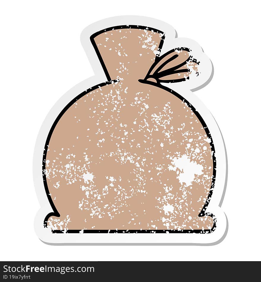 distressed sticker of a cute cartoon bag