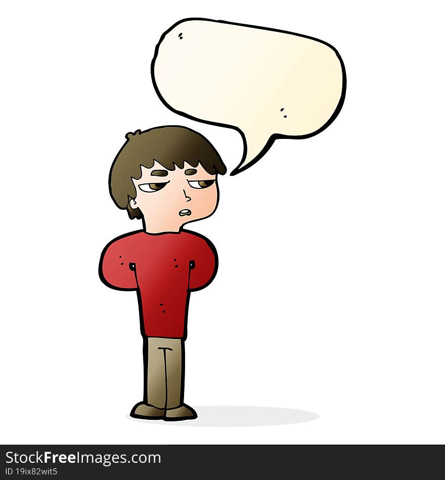 cartoon antisocial boy with speech bubble