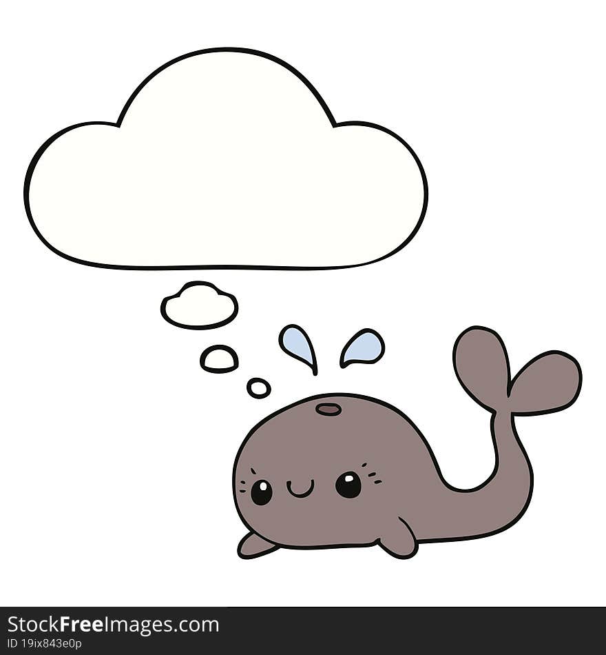 cute cartoon whale and thought bubble