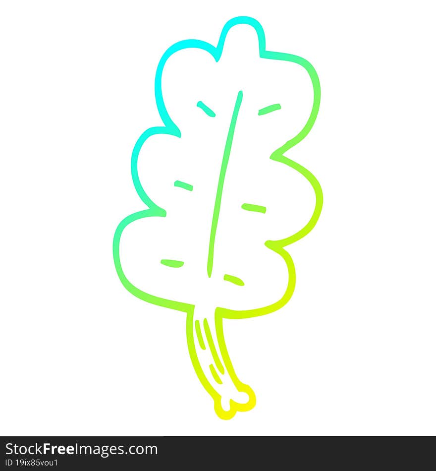 cold gradient line drawing cartoon leaf