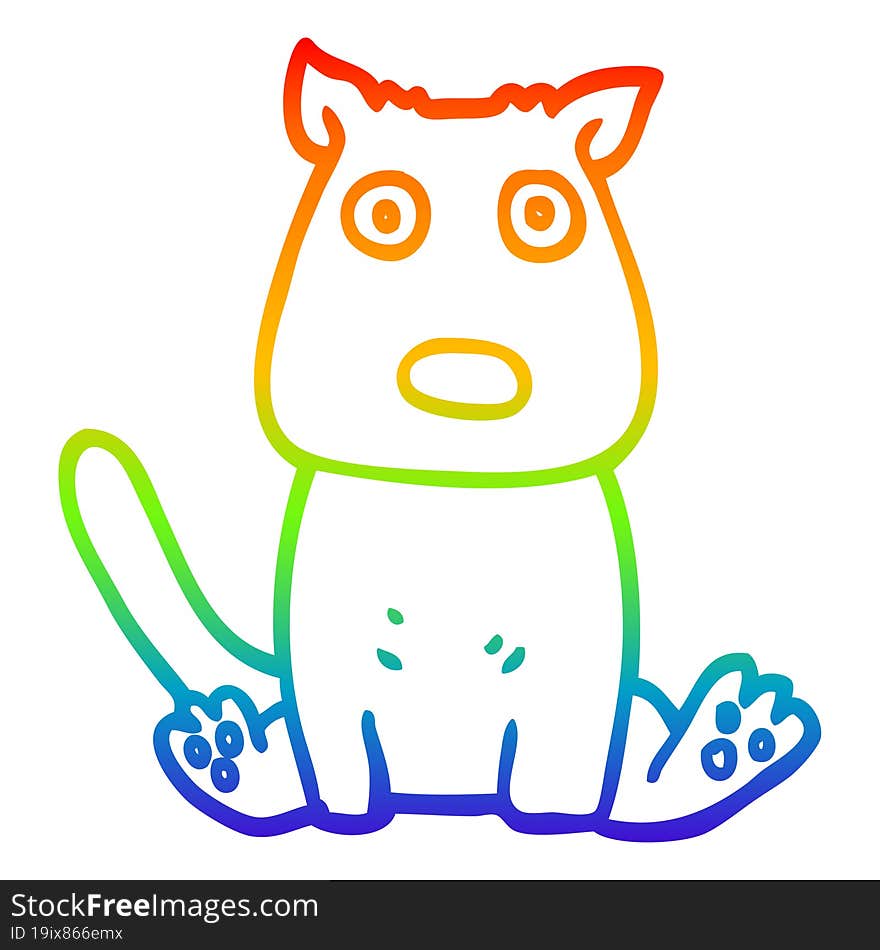 Rainbow Gradient Line Drawing Cartoon Calm Dog