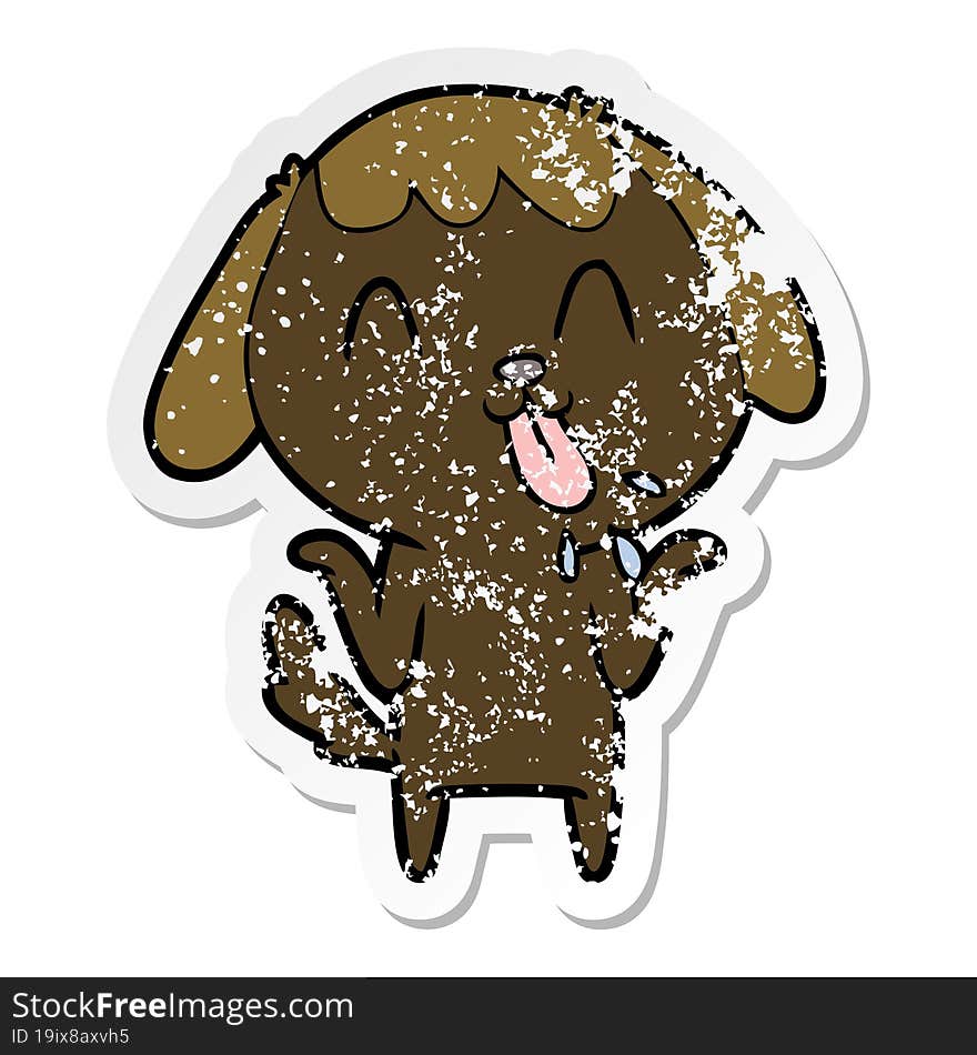 distressed sticker of a cute cartoon dog