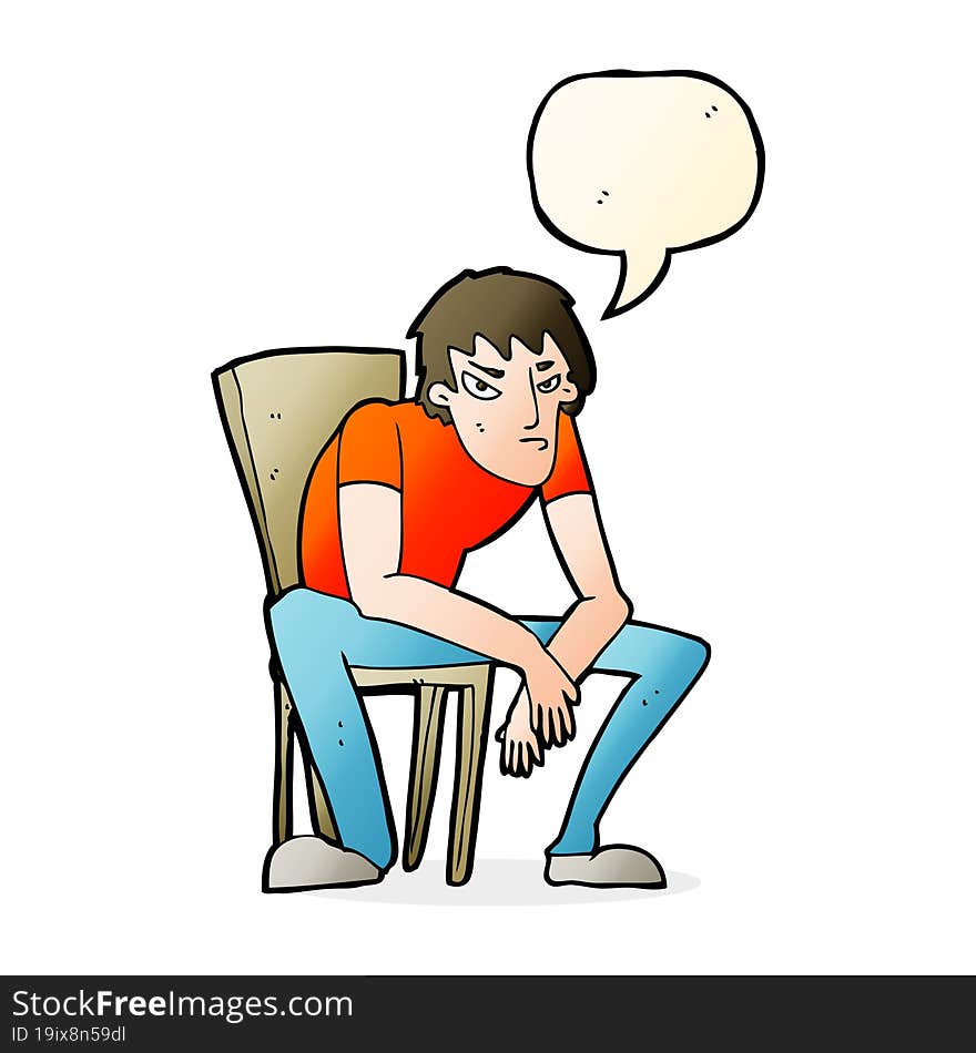 cartoon dejected man with speech bubble