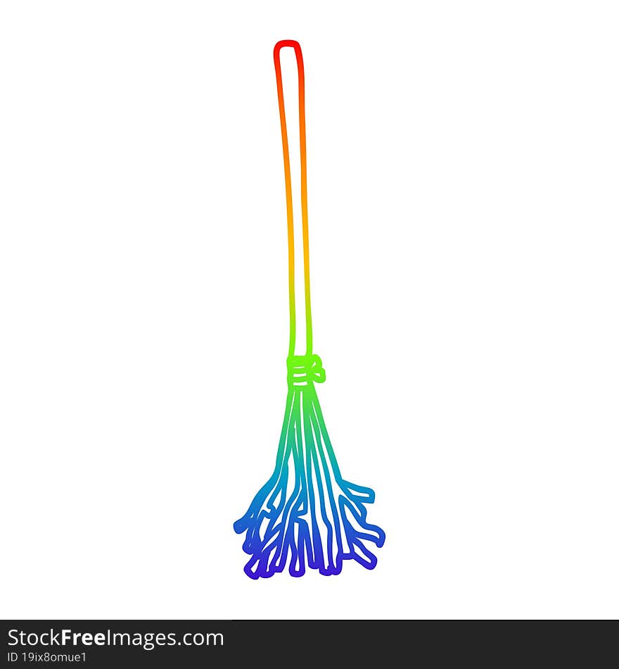 rainbow gradient line drawing of a cartoon magic broom sticks