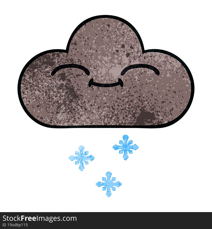 retro grunge texture cartoon happy snow cloud