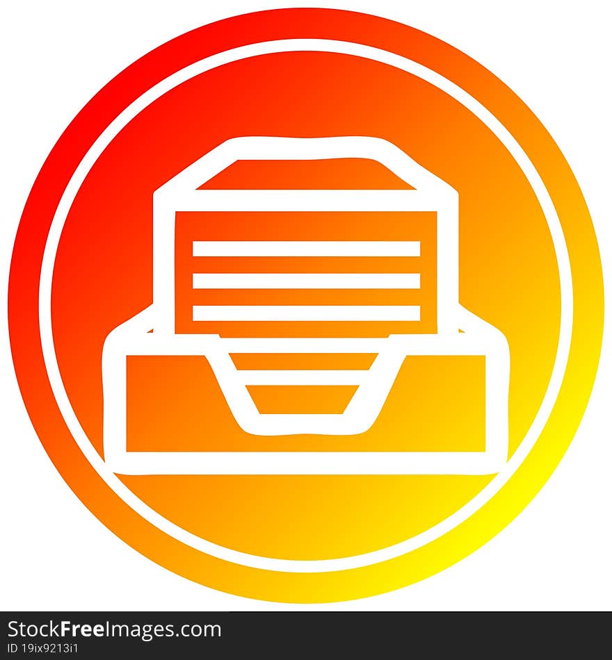 office paper stack circular in hot gradient spectrum