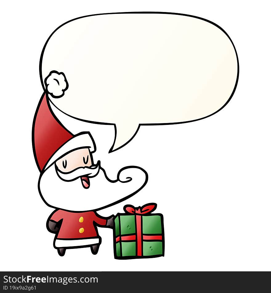 cartoon santa claus and speech bubble in smooth gradient style