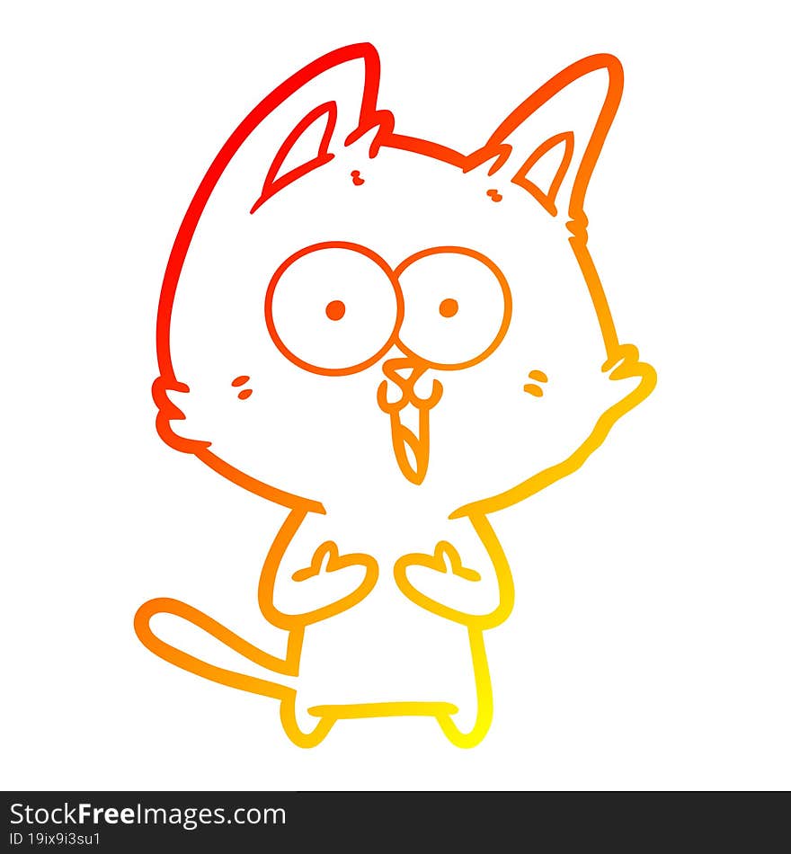 warm gradient line drawing funny cartoon cat