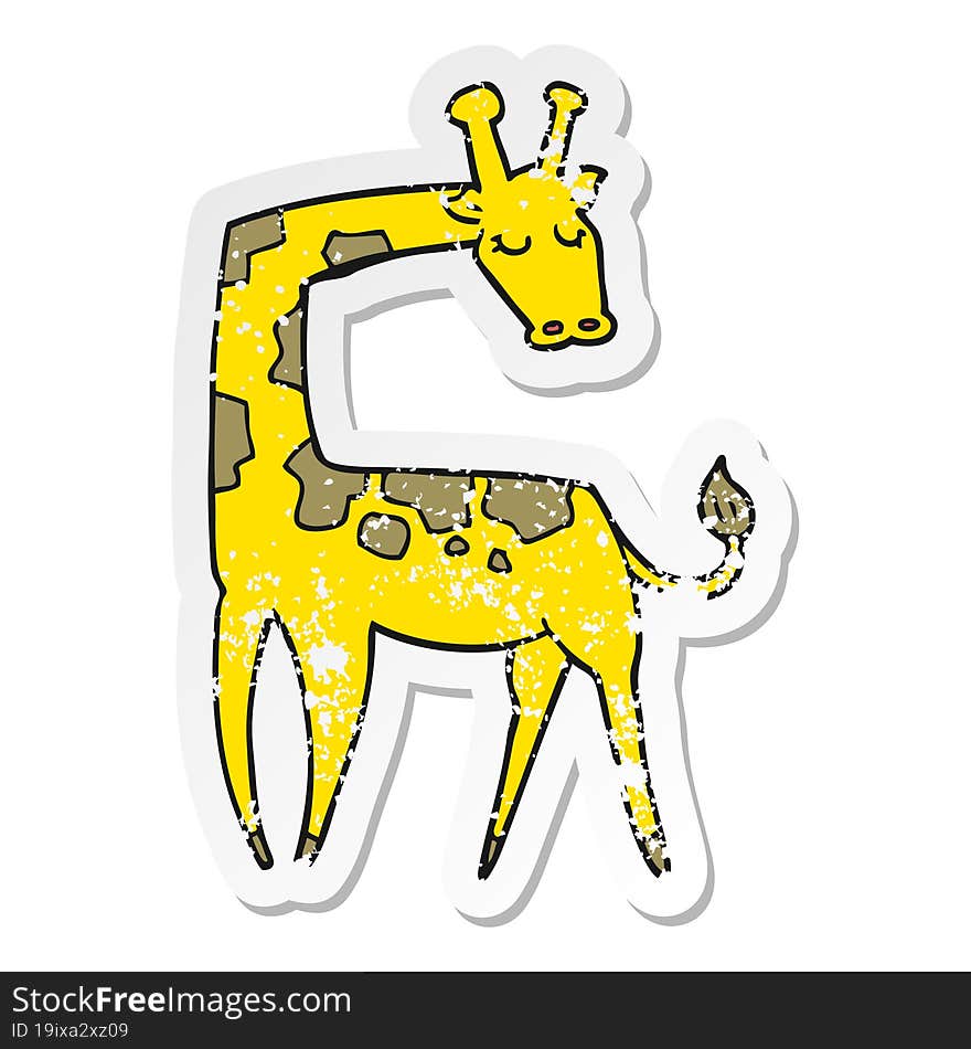 distressed sticker of a cartoon giraffe