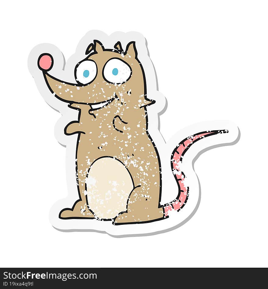 retro distressed sticker of a cartoon mouse