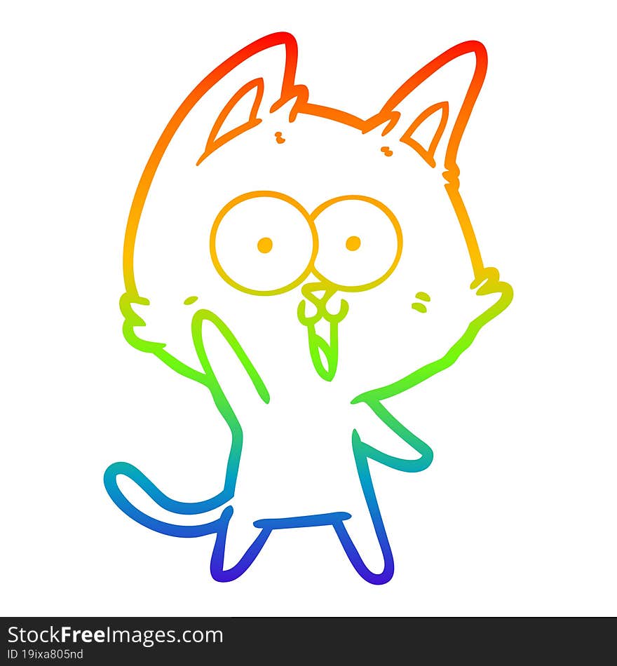 rainbow gradient line drawing funny cartoon cat