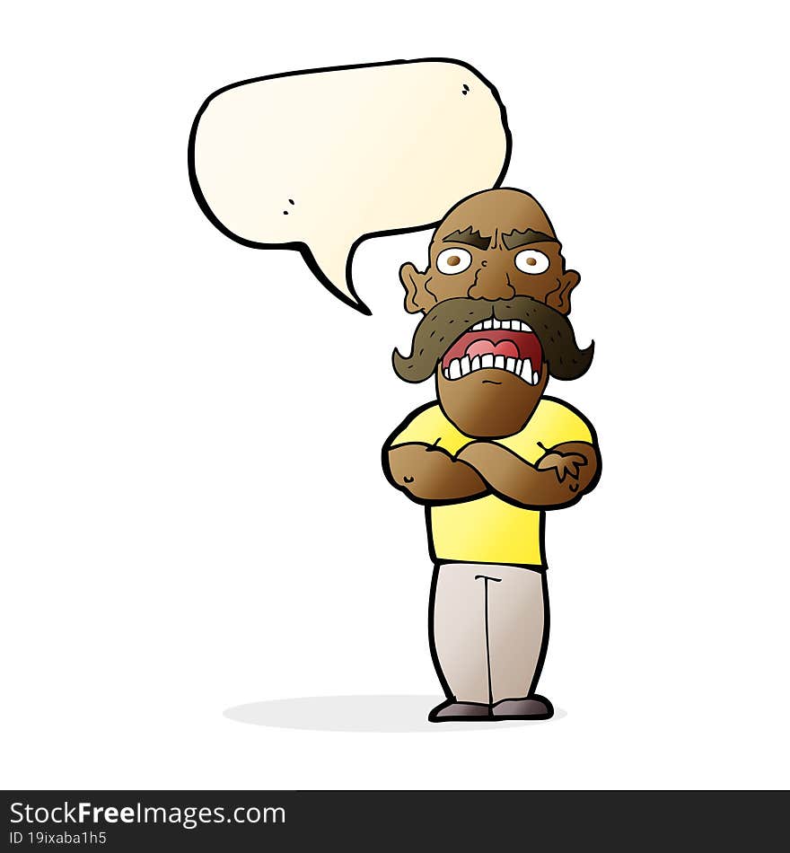 cartoon angry man with speech bubble