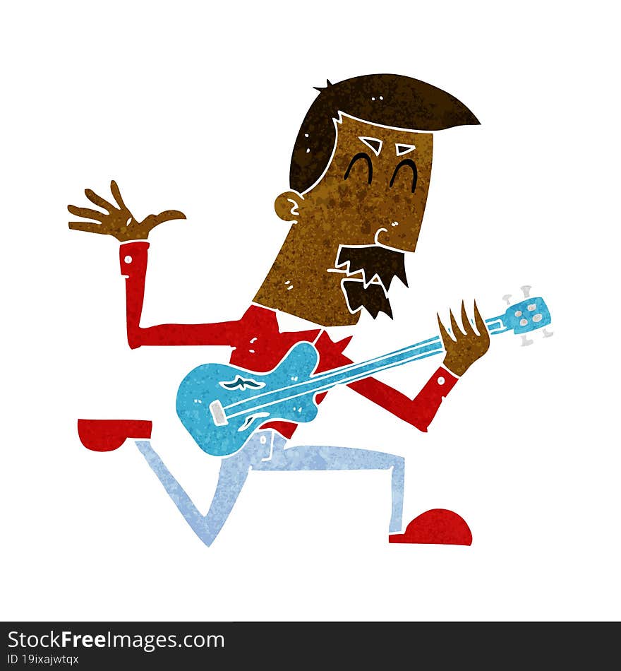 cartoon man playing electric guitar