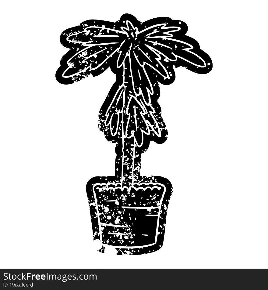 Grunge Icon Drawing Of A House Plant