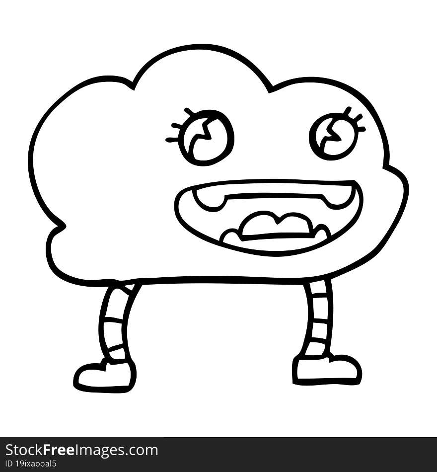 Line Drawing Cartoon Expressive Weather Cloud