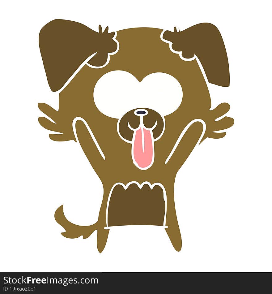 flat color style cartoon dog with tongue sticking out