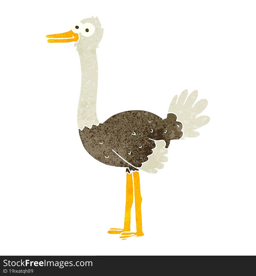 retro cartoon ostrich