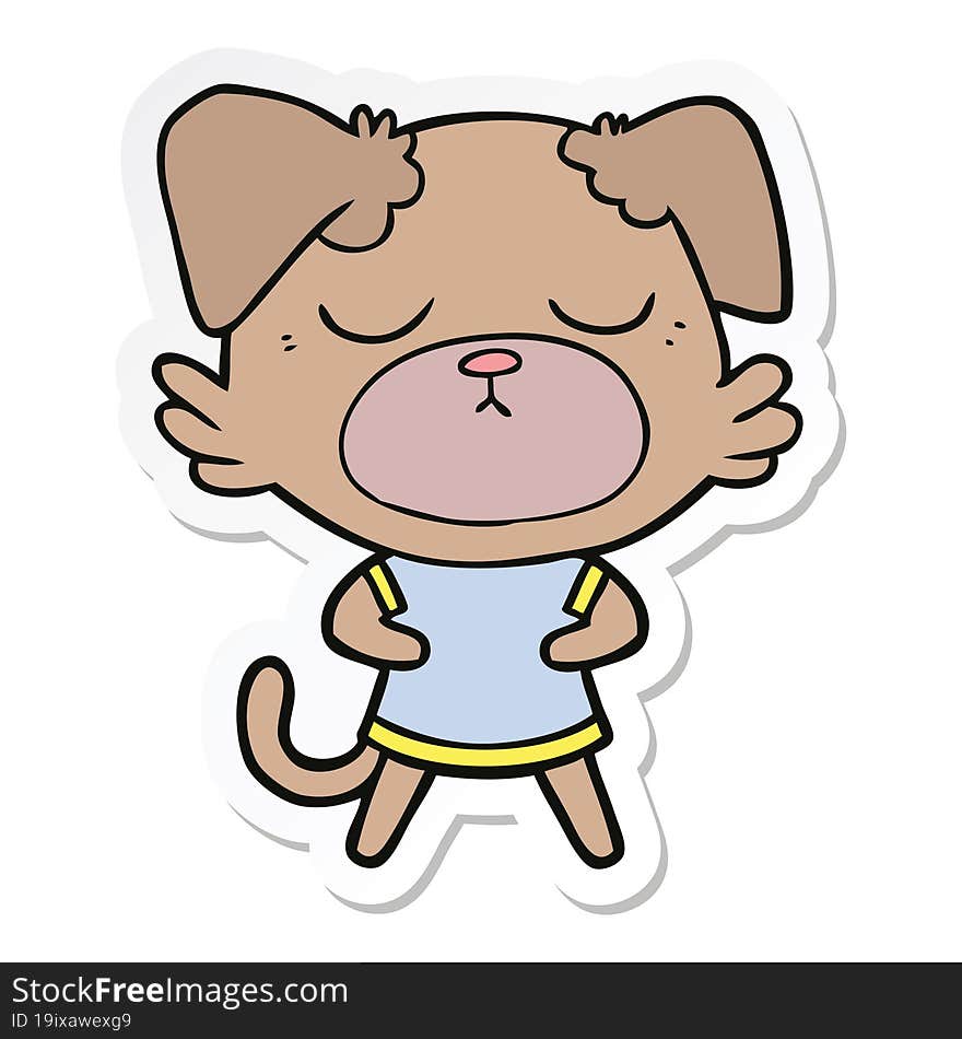 sticker of a cute cartoon dog