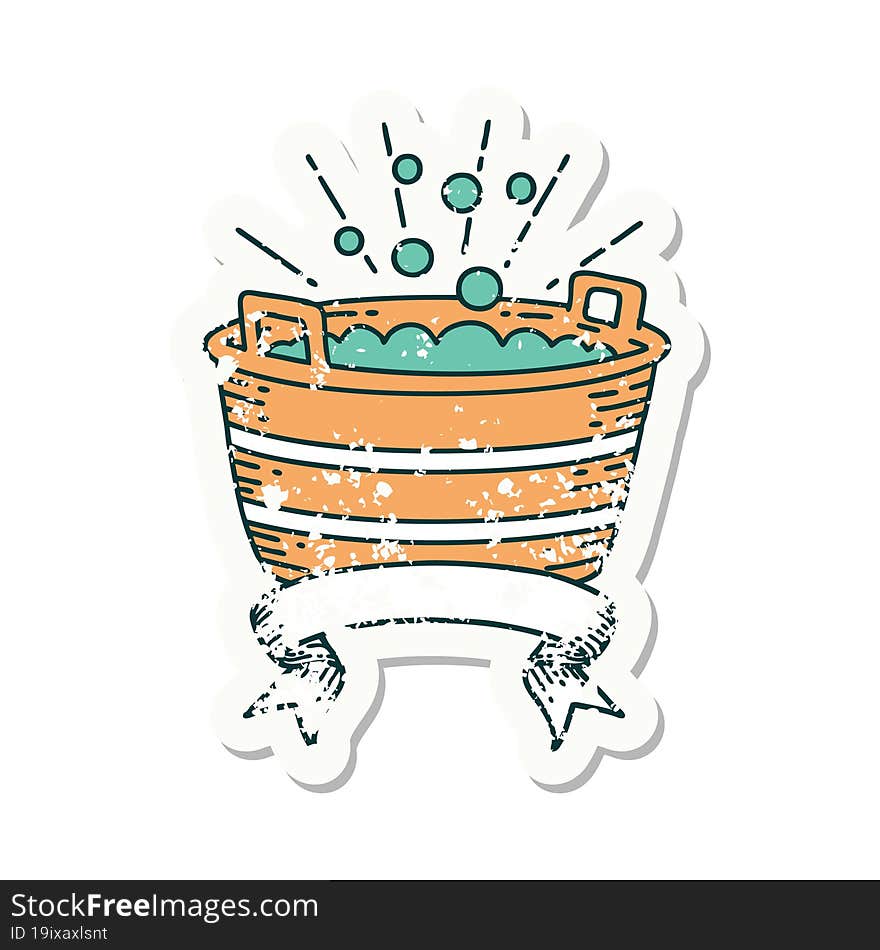 grunge sticker of tattoo style tin bath