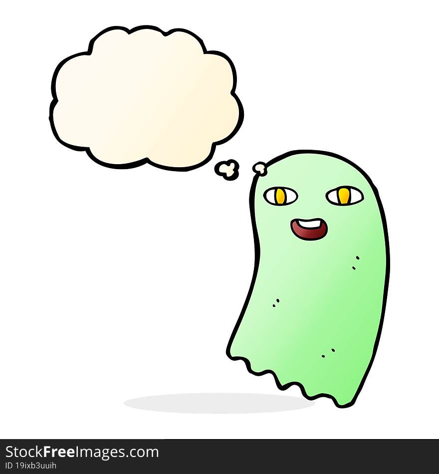 funny cartoon ghost with thought bubble