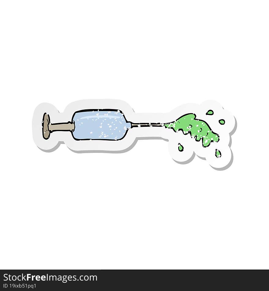 retro distressed sticker of a cartoon squirting medical needle