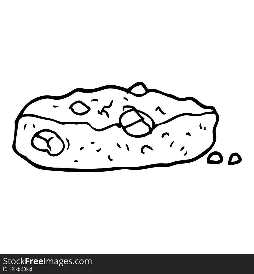 Line Drawing Cartoon Chocolate Chip Cookie