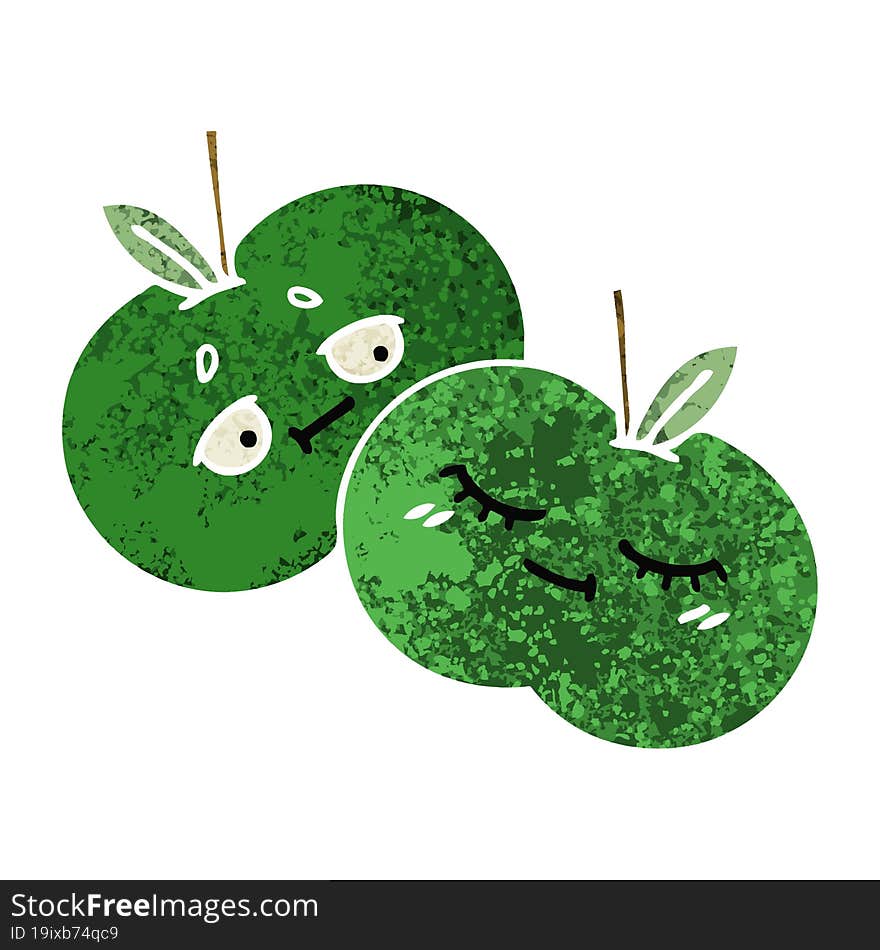 Retro Illustration Style Cartoon Apples