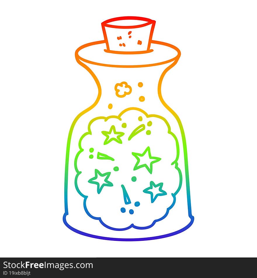 Rainbow Gradient Line Drawing Cartoon Magic Potion