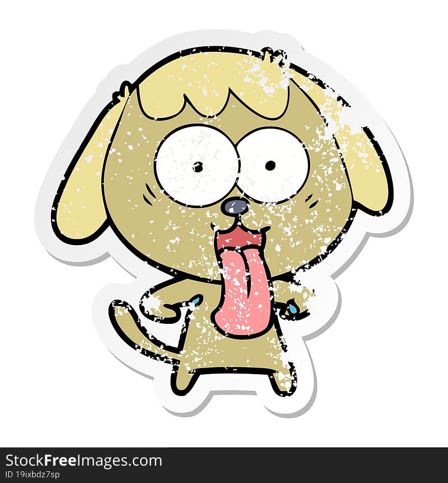 Distressed Sticker Of A Cute Cartoon Dog