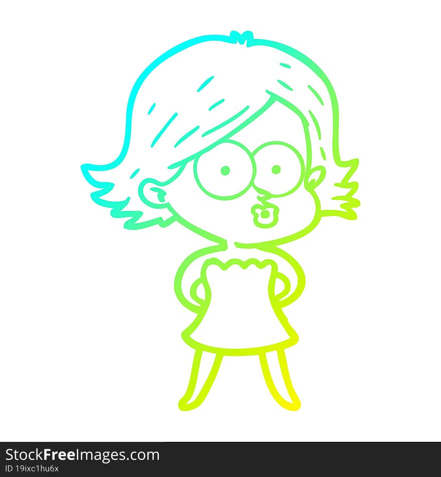 cold gradient line drawing cartoon girl pouting