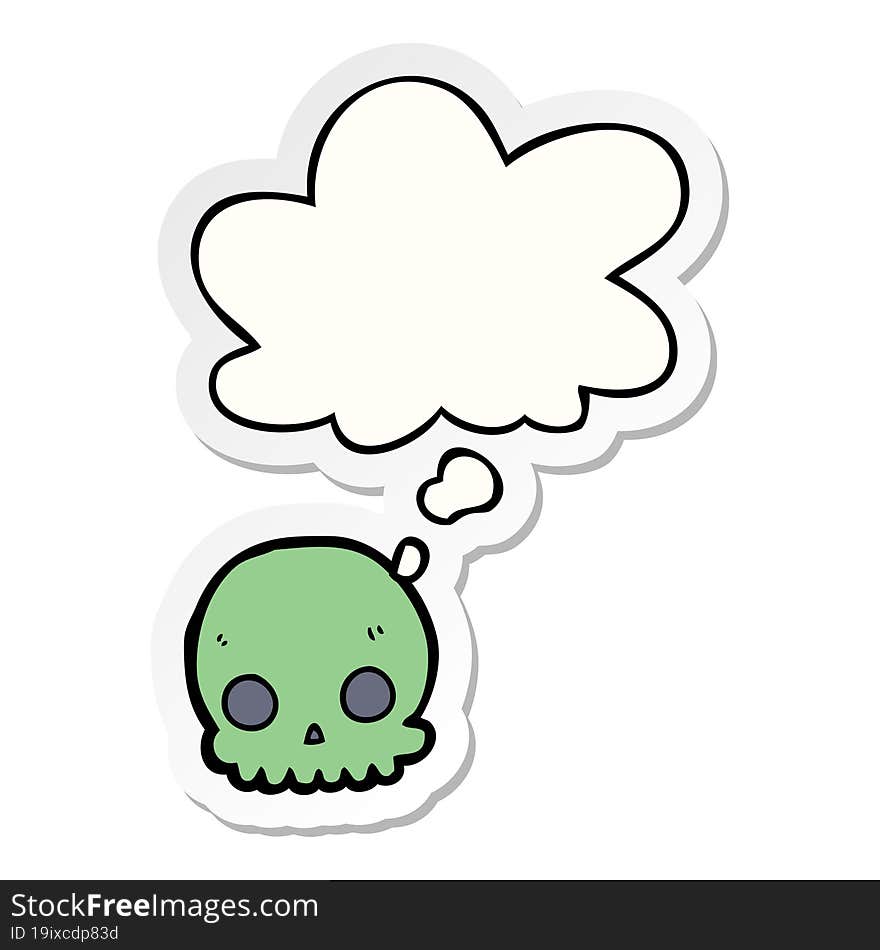 cartoon skull and thought bubble as a printed sticker