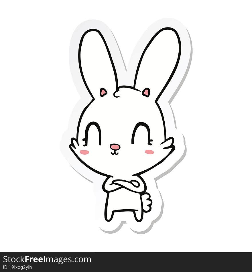 Sticker Of A Cute Cartoon Rabbit