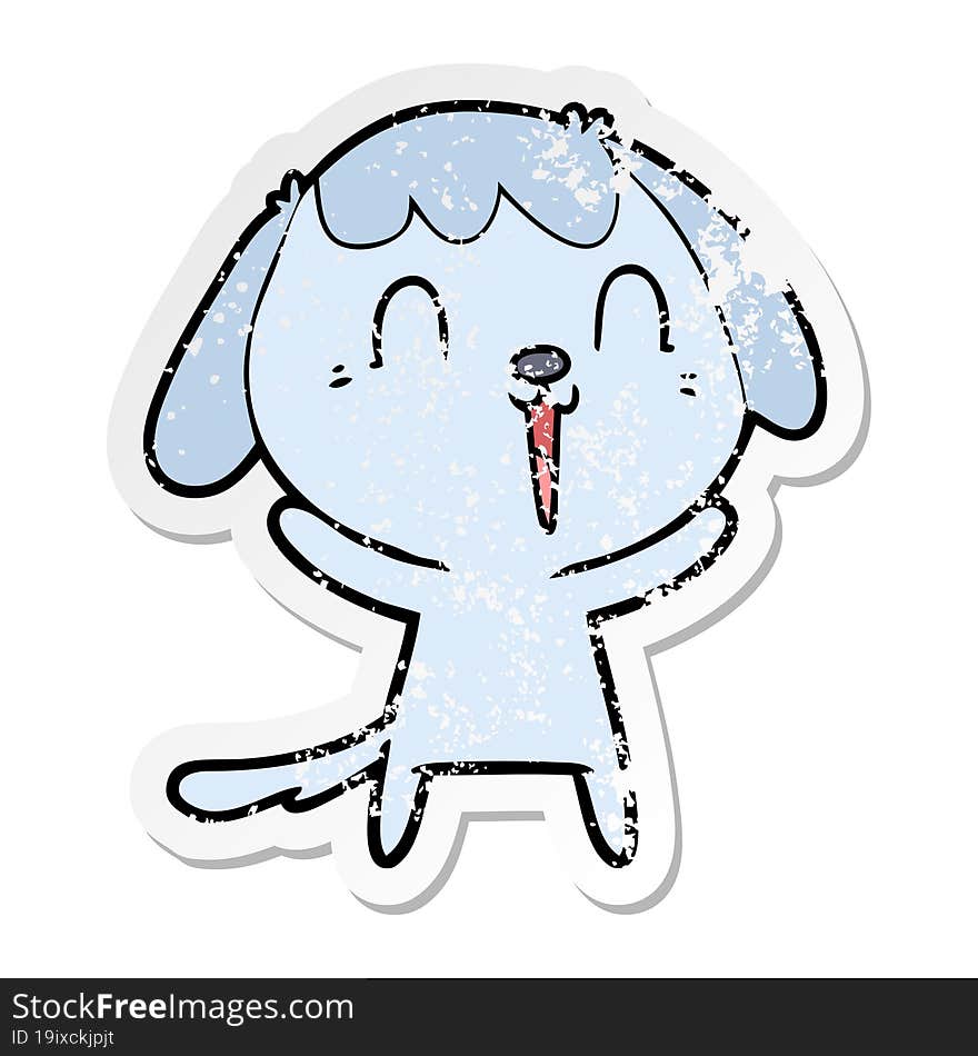 Distressed Sticker Of A Cute Cartoon Dog