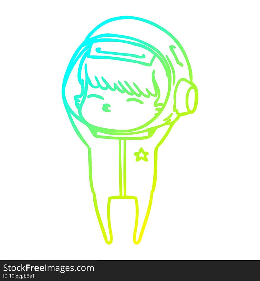 cold gradient line drawing cartoon curious astronaut