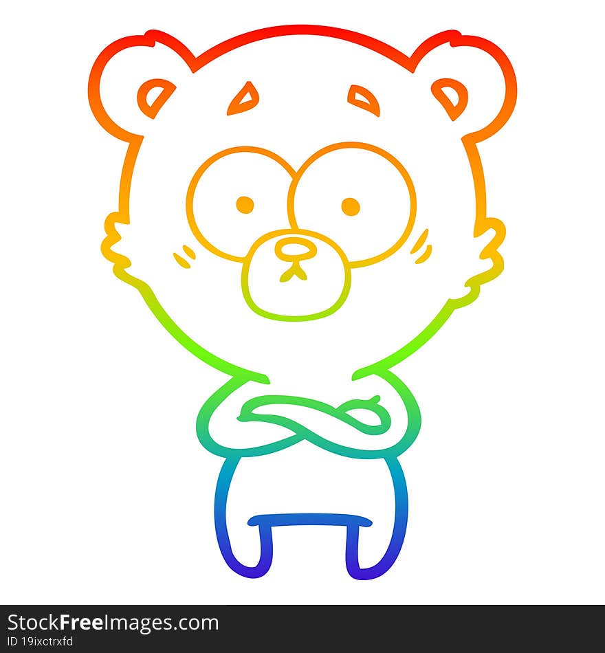 rainbow gradient line drawing surprised bear cartoon