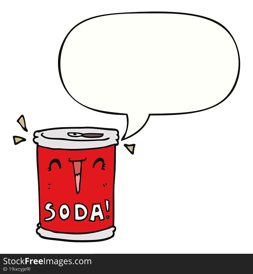 cartoon soda can with speech bubble. cartoon soda can with speech bubble