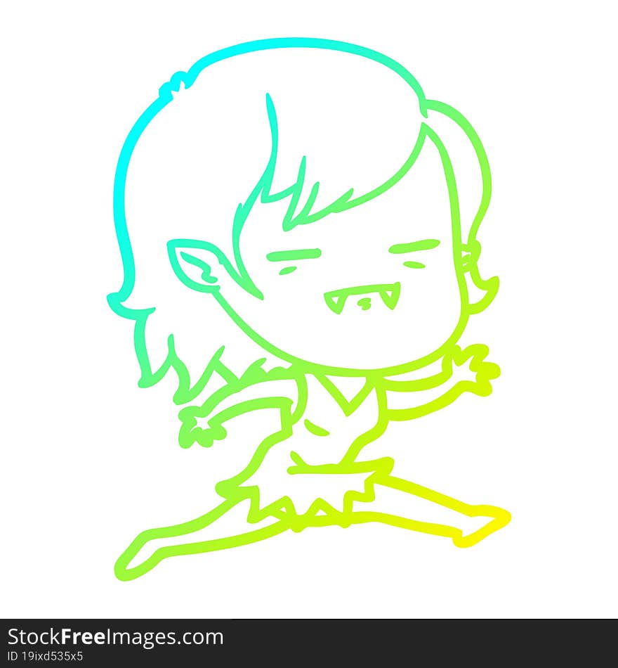 cold gradient line drawing cartoon undead vampire girl